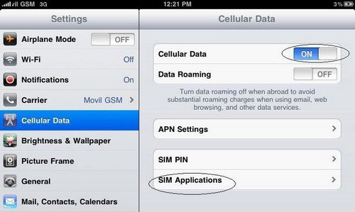 Nạp thẻ Viettel vào Sim 3G cho Ipad trong mục settings