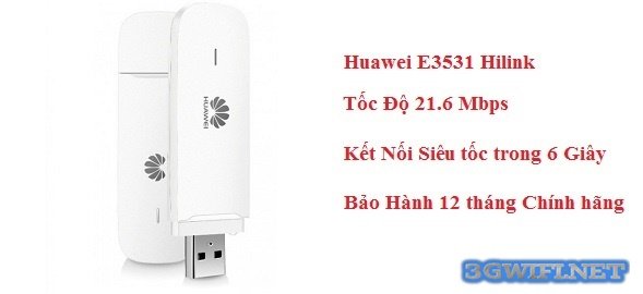 USB 3G Huawei E3531 tốc độ 21.6mbps cho máy tính bảng