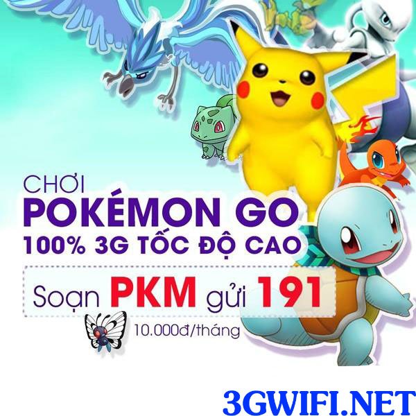 Gói cước 3G Pokemon GO dành cho game thủ