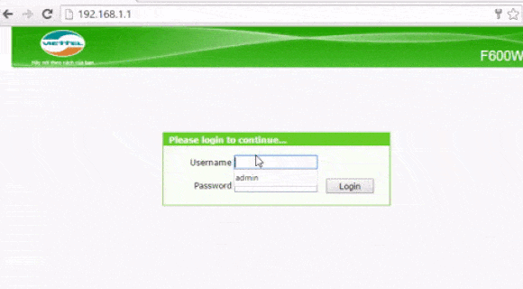 Truy cập địa chỉ IP để thiết lập Wifi Viettel